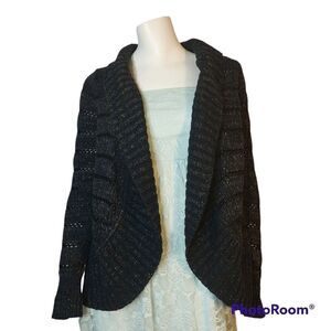Kids Girls Black Knitted Wrap Sweater sz Large